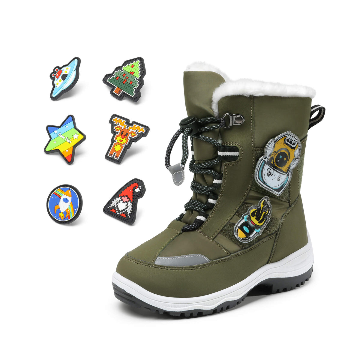 Kids Interchangeable Non-Slip Snow Boots - Olive Green