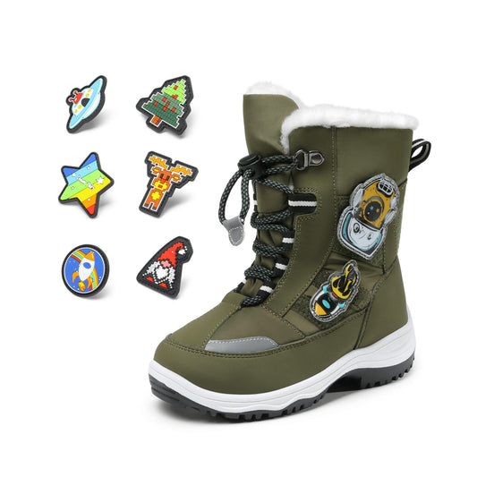 Kids Interchangeable Non-Slip Snow Boots - Olive Green
