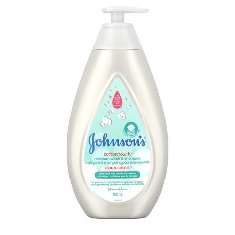 Johnson's Baby newborn bath wash and shampoo, cotton touch body wash, 800ml