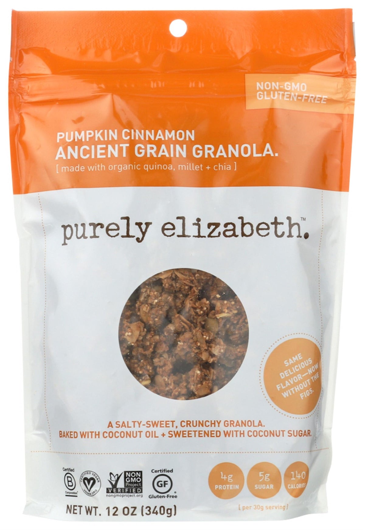 Purely Elizabeth, Ancient Grain Granola, Salty-Sweet Crunchy Clusters, Pumpkin Cinnamon, 12 Oz (340 G)