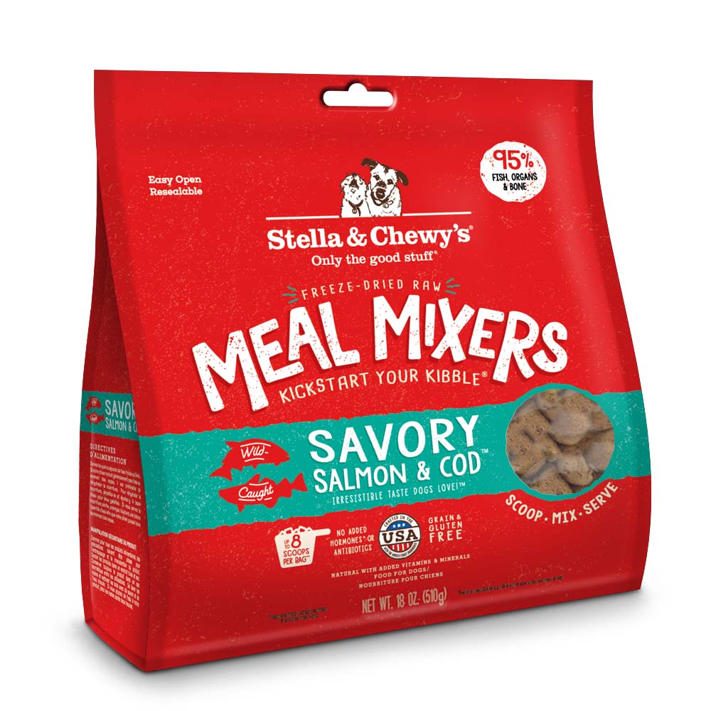 Stella & Chewy's Freeze Dried Raw Savory Salmon & Cod Meal Mixer High Protein Dry Dog Food Topper, 18 Oz