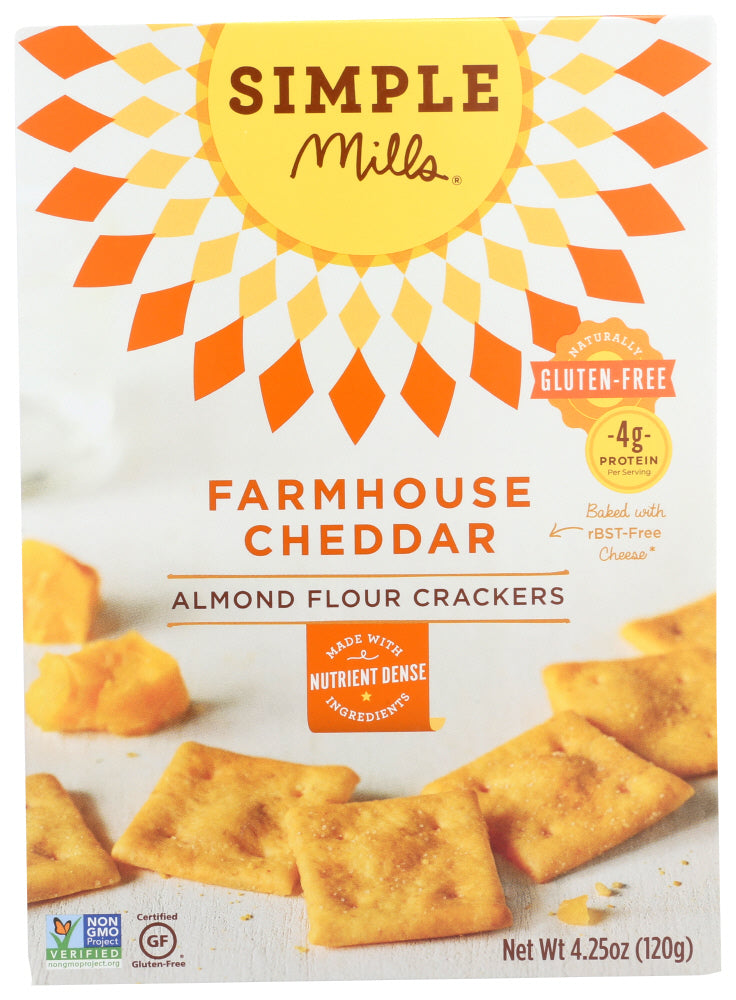 Simple Mills Grain-Free Almond Flour Crackers Farmhouse Cheddar, 120g