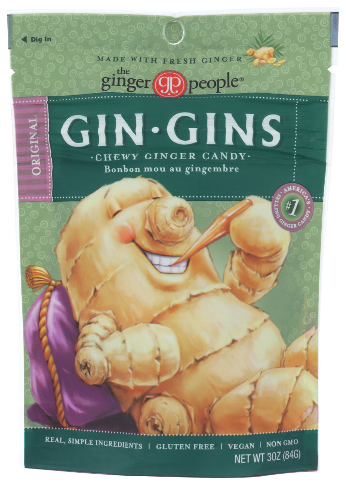Ginger People, Gin Gins Chewy Ginger Candy Original, 3 Oz(