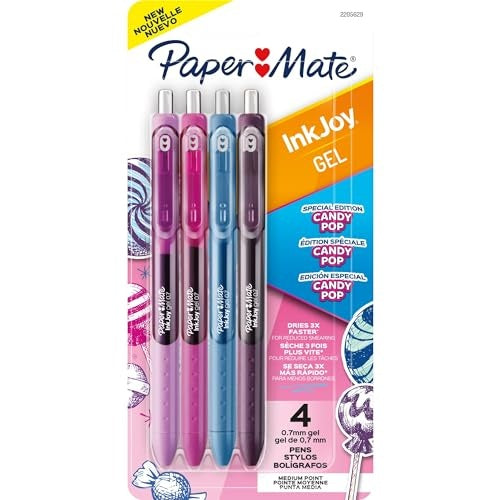 Paper Mate Paper Mate Inkjoy Gel Pens, Medium Point (0.7 Mm), Retractable, Candy Pop Colours, 4 Count