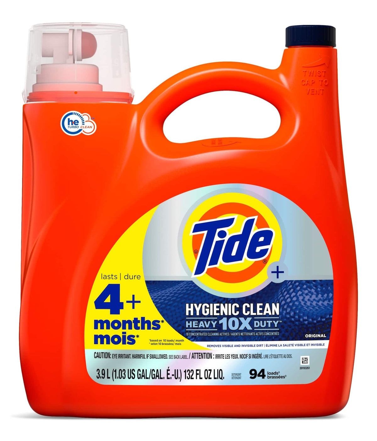 Tide Ultra Hygienic Clean Liquid Laundry Detergent, Original Scent, Laundry Detergent Liquid, 94 Loads, 3.9L