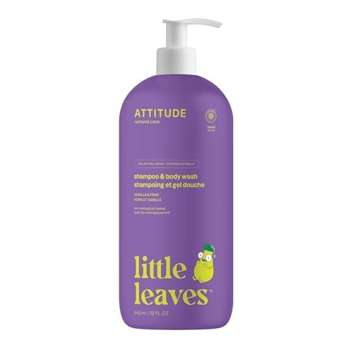 ATTITUDE Shampoo and Body Wash for Kids, Hair and Body Cleanser Vanilla & Pear, 946 mL