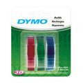 DYMO 3D Embossing Labels, 3/8" X 9 4/5", Assorted Glossy Colors, Pack of 3 Rolls