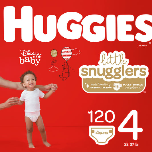 Huggies Little Snugglers Baby Diapers, Size 4 (22-37 Lbs), 120 Ct