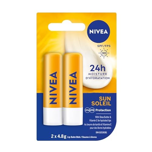 Nivea Sun Caring 24h Moisture Lip Balm Sticks with SPF 30, 2 Pack 2