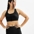 Women's Tek Gear Ultrastretch Medium Support Zip Front Sports Bra, Mineral Black
