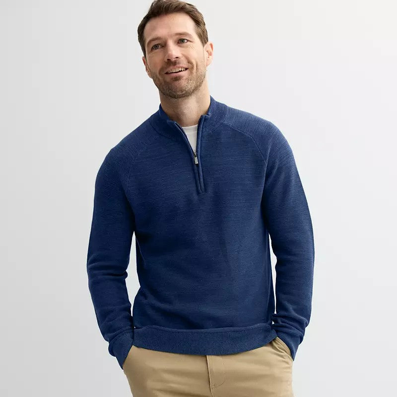 Men's Sonoma Goods for Life Lightweight 1/4-Zip Sweater, Size: Large, Blue Texture