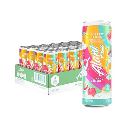 Alani Nu SHERBET SWIRL Sugar Free, Low Calorie Energy Drinks, 200mg Caffeine, Biotin B Vitamins, Zero Sugar, 10 Calories,