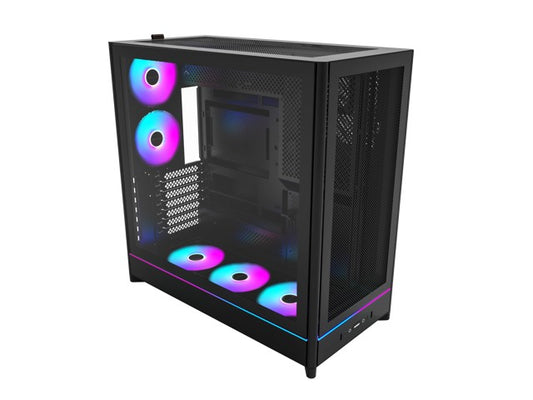 Montech HS01 PRO Black Reversible Mid Tower PC Case Inc 5x ARGB Fans F