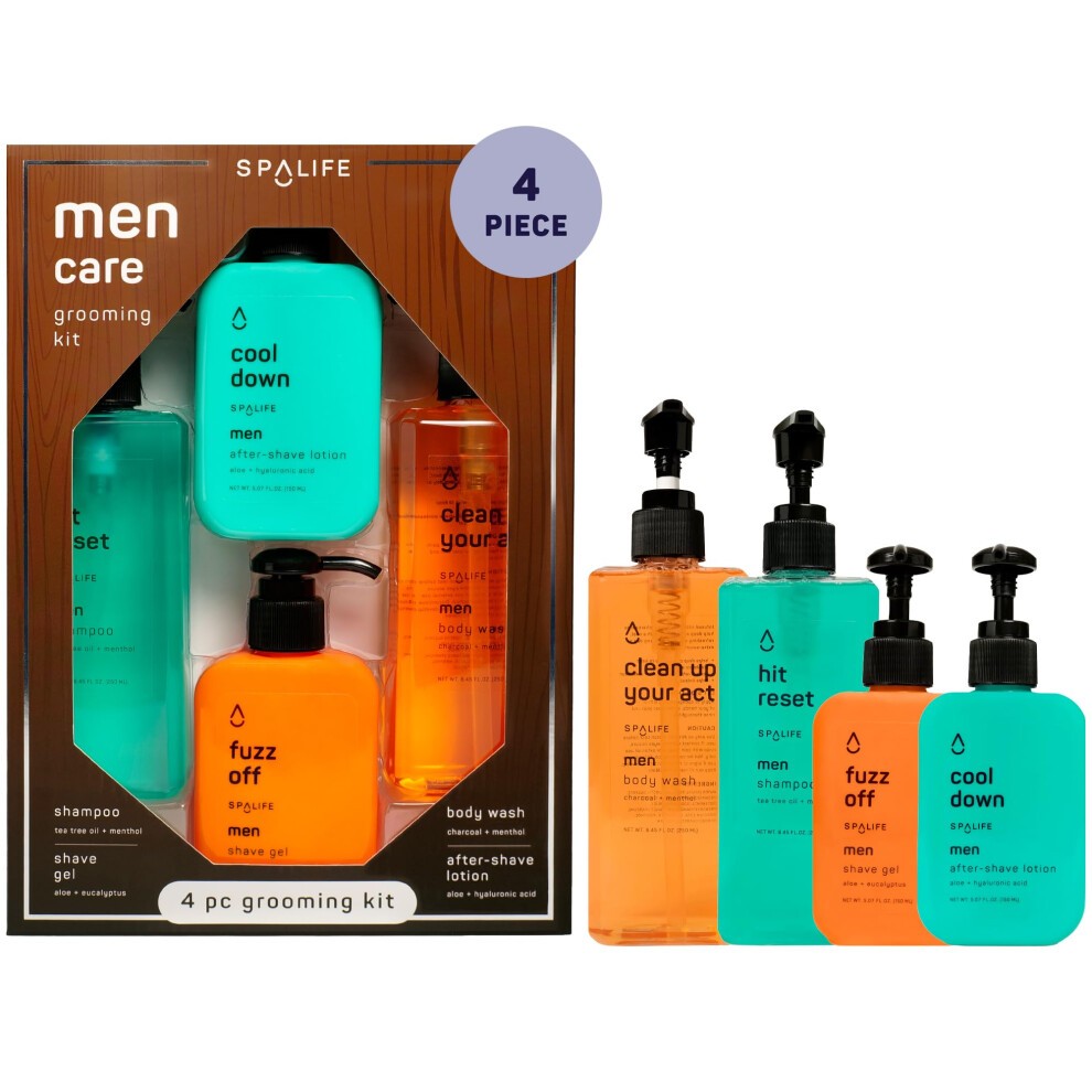 Spalife Men ' S Hair & Body Care 4-Piece Set – Body Wash, Shave Gel, After-Shave Gel