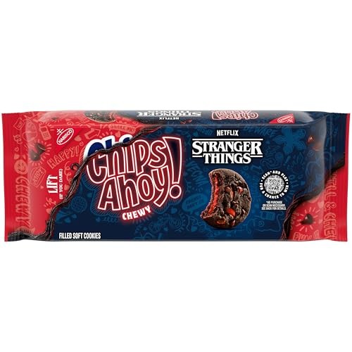 CHIPS AHOY! Stranger Things Chewy Chocolatey Strawberry-Flavored Filled Soft Cookies, Limited Edition, 9.9 Oz