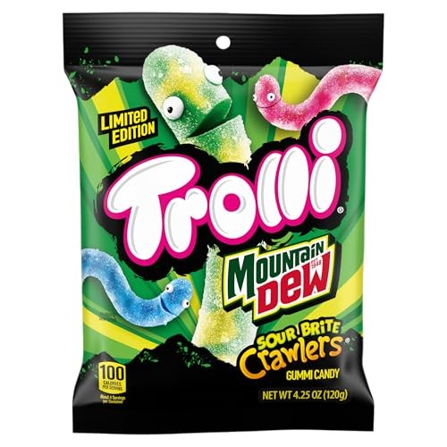 Extreme Snacks Trolli Limited Edition Mountain Dew Sour Brite Crawlers Gummi Candy 120g