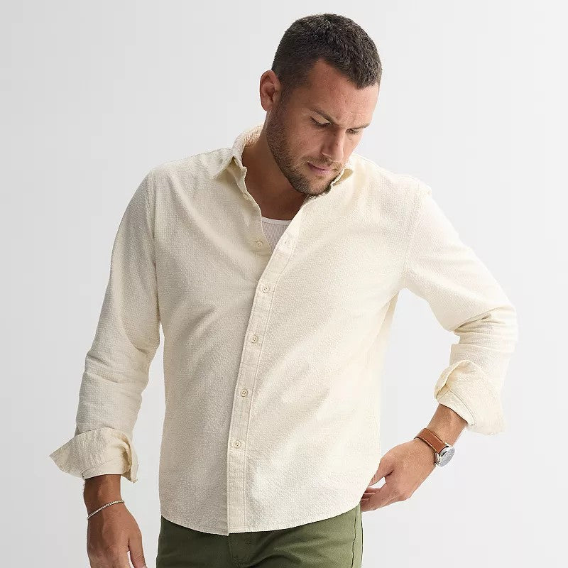 Men's Apt. 9® Textured Long Sleeve Button-Down Shirt,