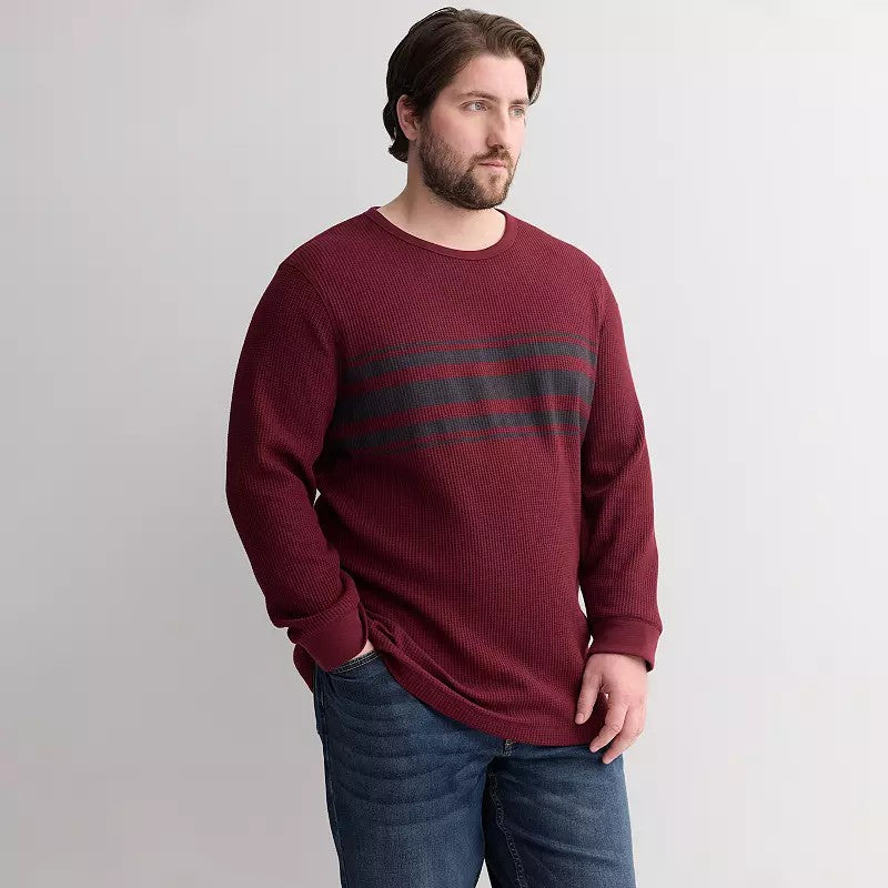 Big & Tall Sonoma Goods for Life® the Essential Waffle Thermal Tee, Men's (MAROON)