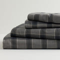 Cuddl Duds Heavyweight Cotton Flannel Sheet Set with Pillowcases, Grey Plaid