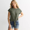 Women's Apt. 9® Dolman Sleeve Tie Front Top with Trim,