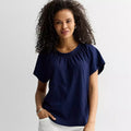 Women's Croft & Barrow® Smocked Short Sleeve Blouse,
