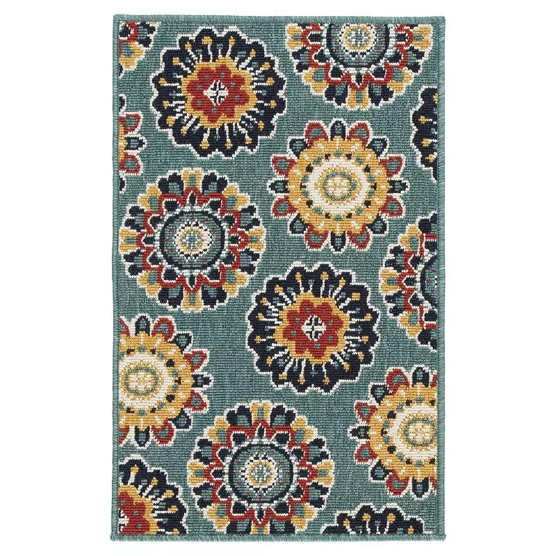 Sonoma Goods for Life Floral Medallion Indoor / Outdoor Area or Throw Rug, Blue