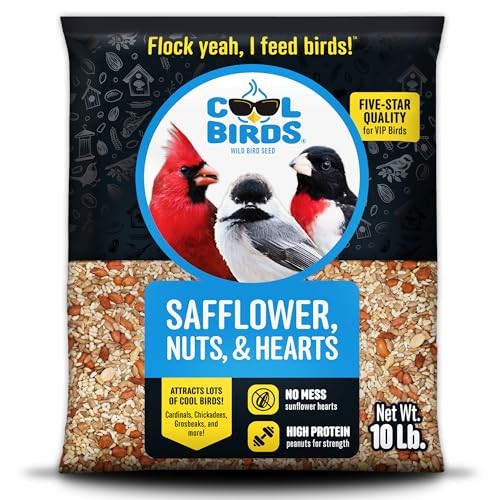 Cool Birds Safflower, Nuts & Hearts Wild Bird Seed – 10 Lb