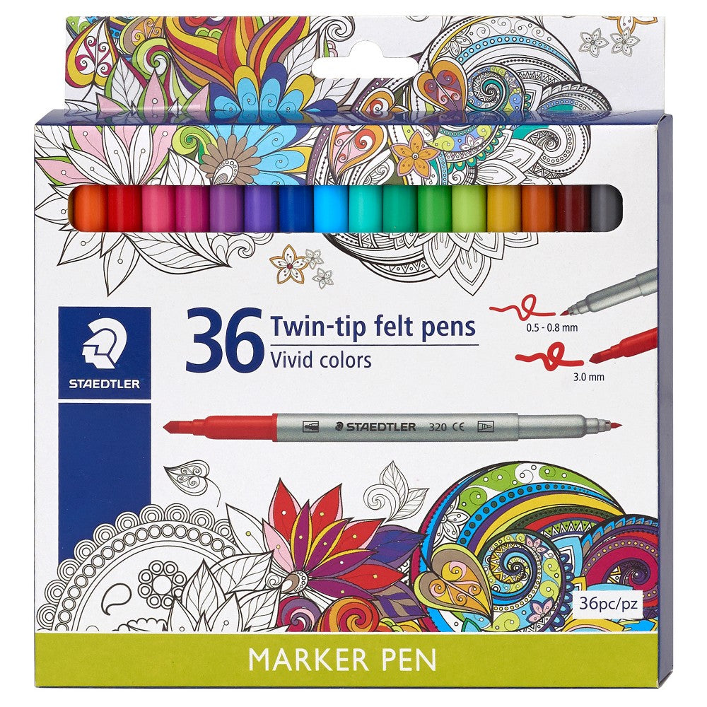 Staedtler Double-Ended Fibre-Tip Pens - Set of 36
