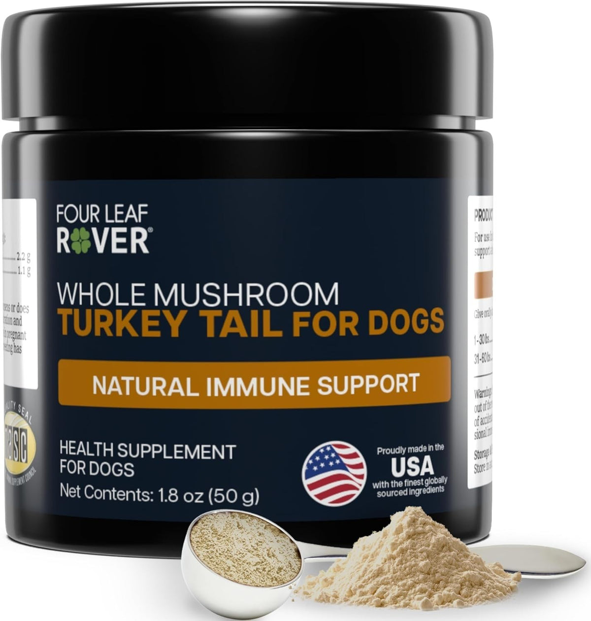 Four Leaf Rover Turkey Tail Mushroom for Dogs - Organic Mushroom Extract with