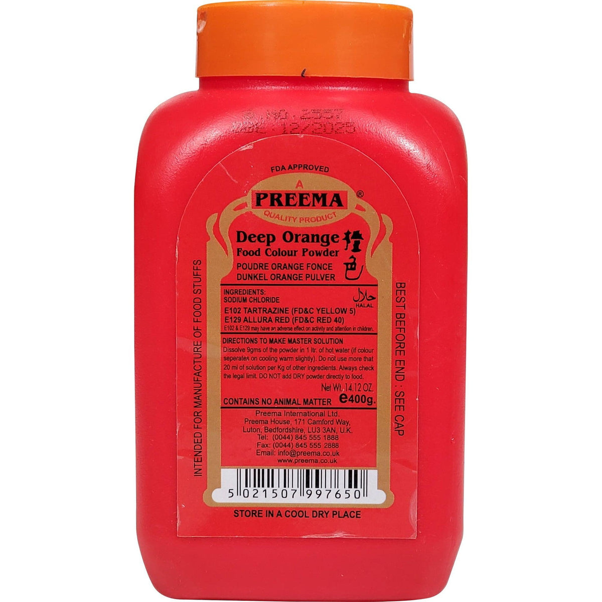 Prime - Food Colour - Orange Flavour - Food Colouring Powder - 400g -