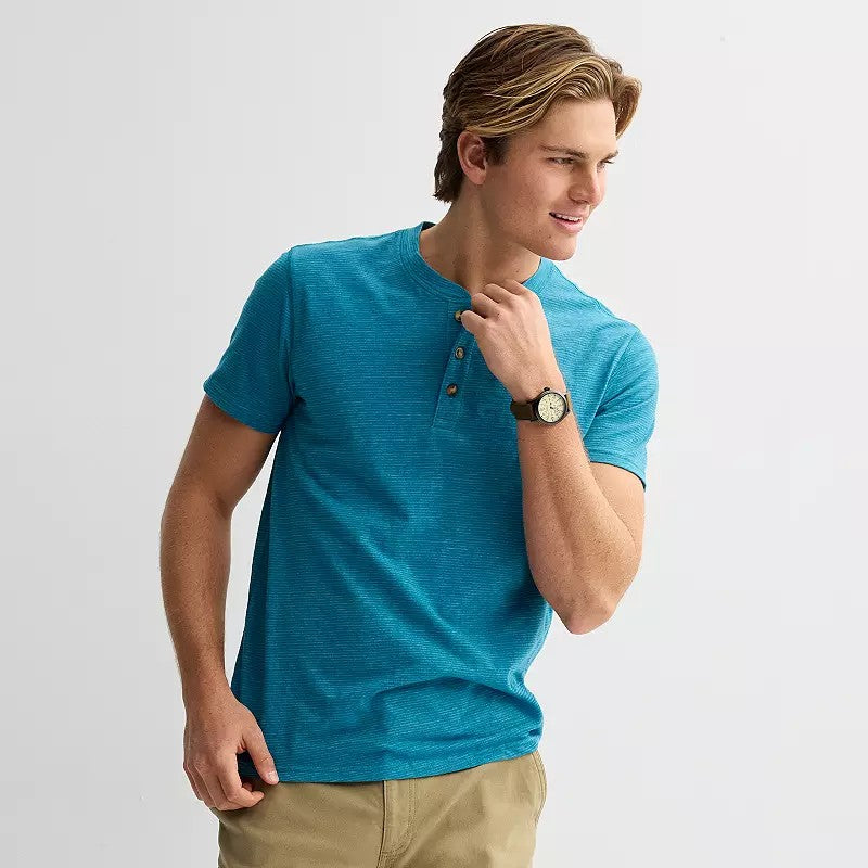 Men's Sonoma Goods for Life® Essential Short Sleeve Striped Henley T-Shirt,