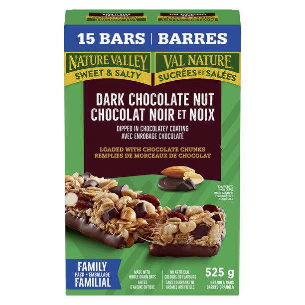 Nature Valley Dark Chocolate and Nut Chewy Granola Bars, Sweet & Salty 15 un, 525 g