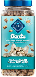 Blue Buffalo Bursts Crunchy & Creamy Cat Dry Treats, Great for Training, Seafood, 12-Oz
