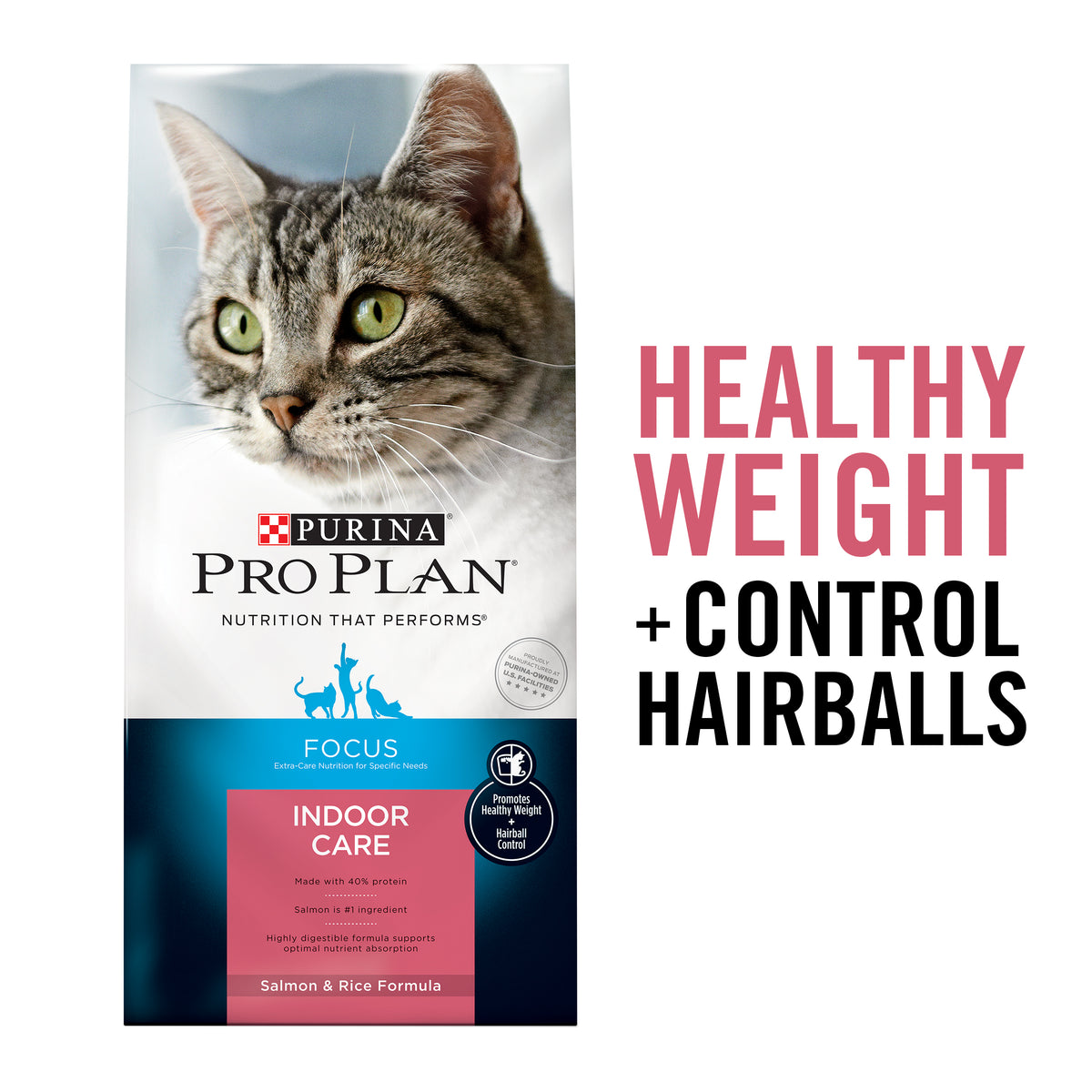 Purina Pro Plan Hairball Management Indoor Cat Food Salmon and Rice Formula 3.5 Lb