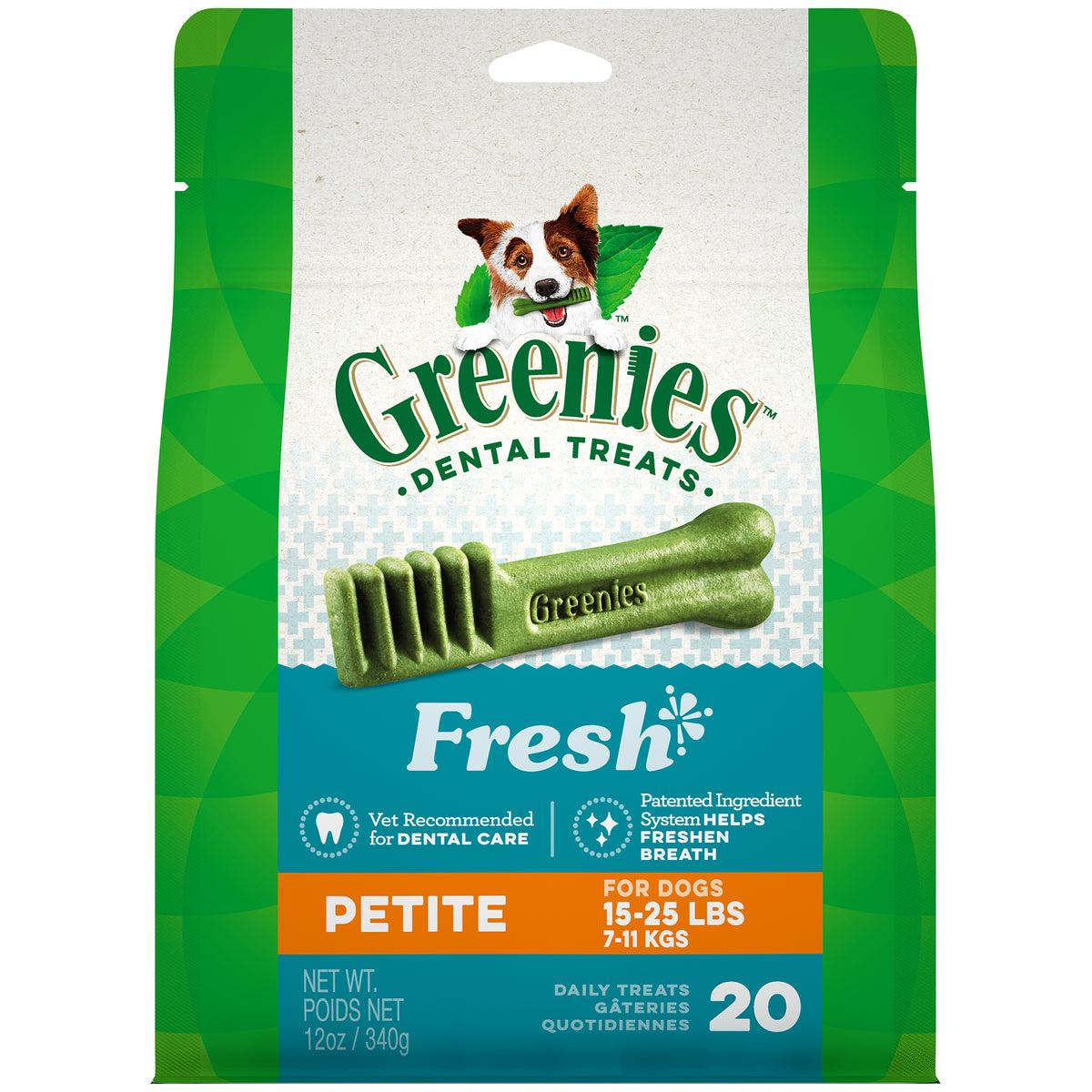 Greenies Fresh Mint Petite Dental Treats, 12 Oz, Cleans Teeth
