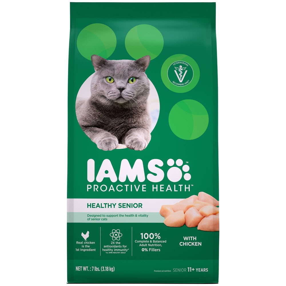Iams Proactive Health Chicken Dry Cat Food for Senior Cats 7 Lb Bag