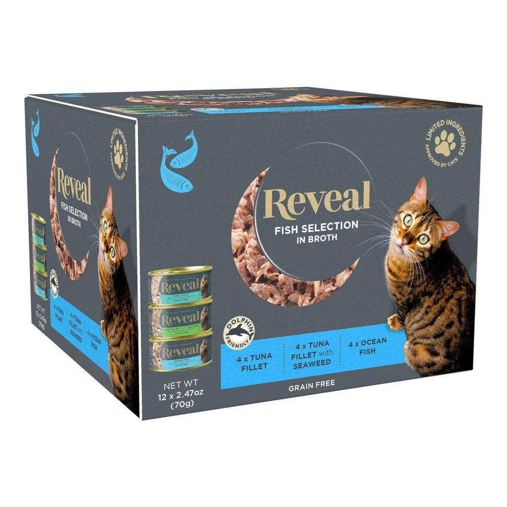Reveal Pet Food Natural Wet Cat Food in Broth Variety Pack 2.47oz Can