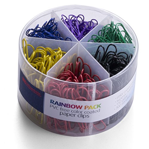 Officemate PVC Free Color Coated Paper Clips 450 per Tub Office Paper Clamp