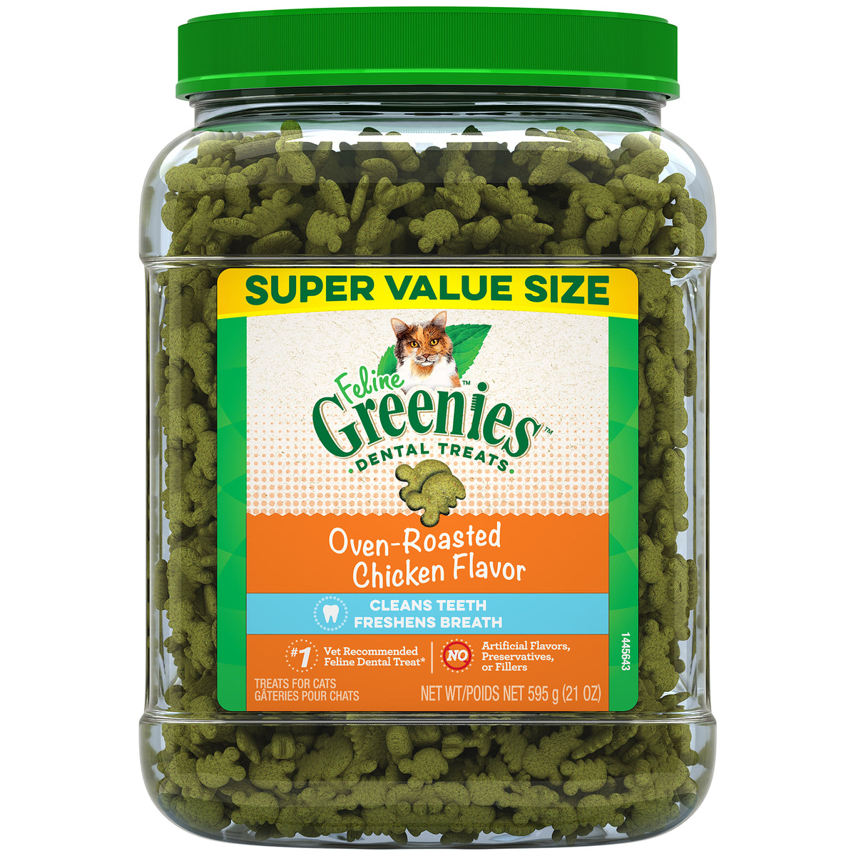 Greenies Feline Natural Dental Treats Oven Roasted Chicken Flavor, 21 Oz