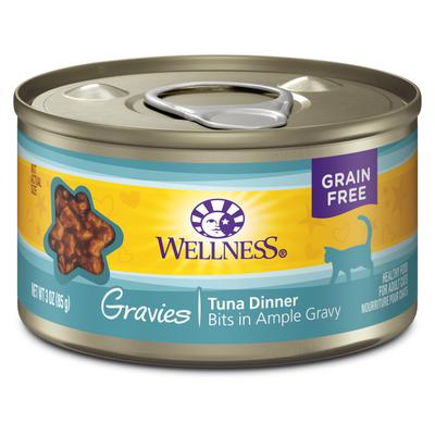 Wellness Natural Grain Free Gravies Tuna Dinner Canned Cat Food 3-oz