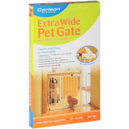 Carlson Pet Products Metal Dog Gate with Walk-Through and Additional Small Door 31 Tall White
