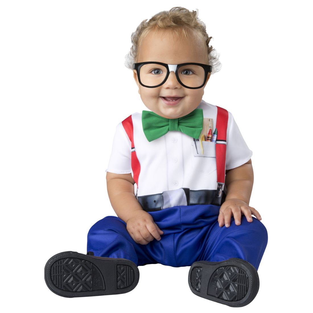 Infant Boys & Girls Baby Nerd Halloween Costume Jumpsuit Bow Tie & Glasses 12-18m