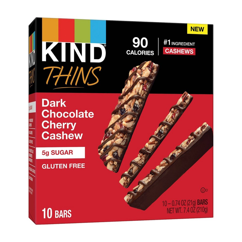 KIND Gluten Free Thin Bars Dark Chocolate Cherry Cashew 10 Bars