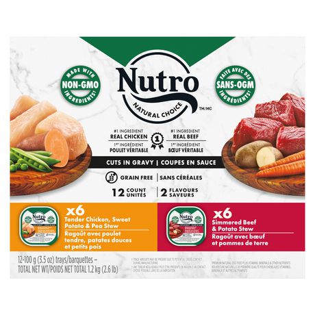Nutro Natural Choice Adult Wet Dog Food Grain Free Simmered Beef & Chicken Cuts in Gravy Recipe