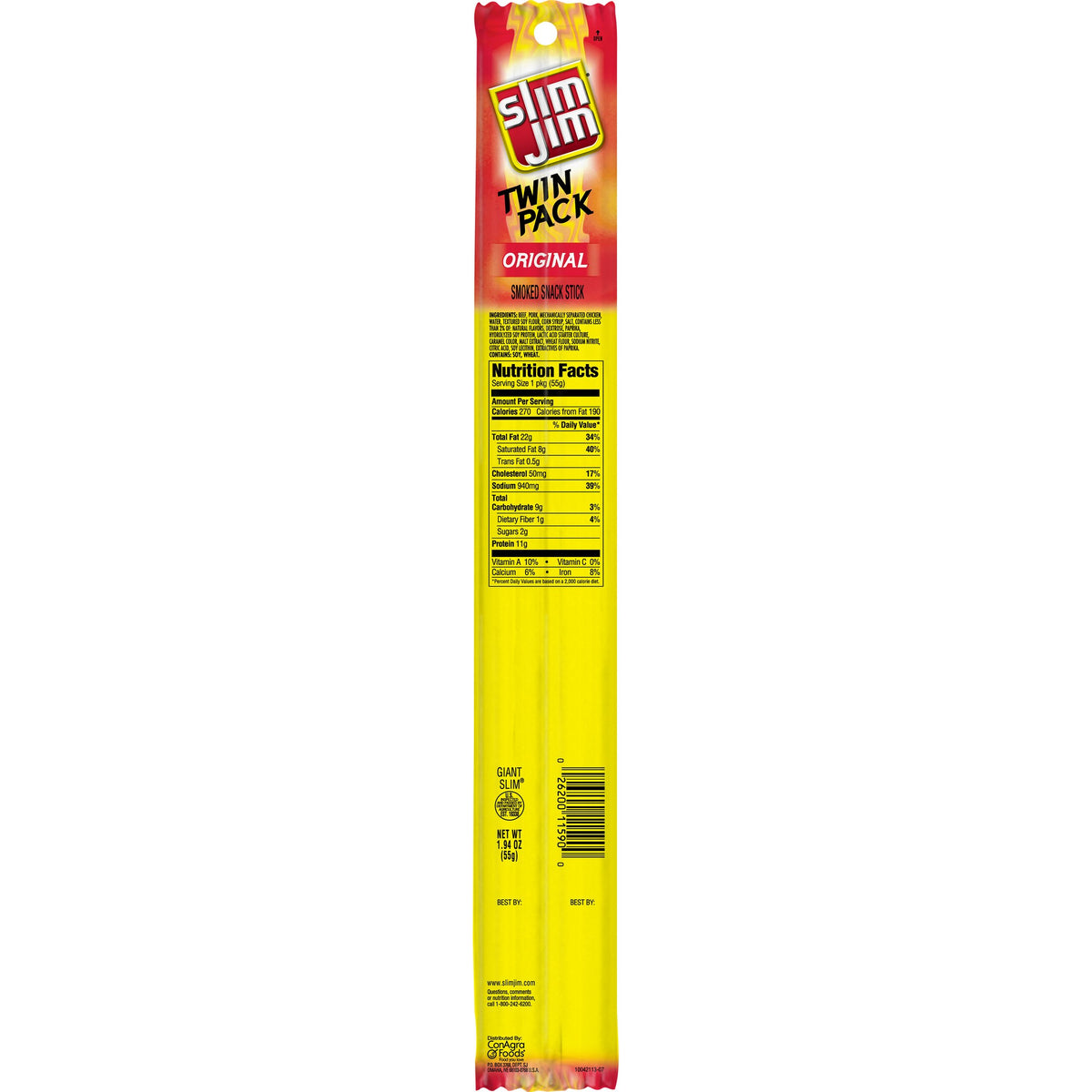 Slim Jim Twin Pack Original Smoked Snack Stick