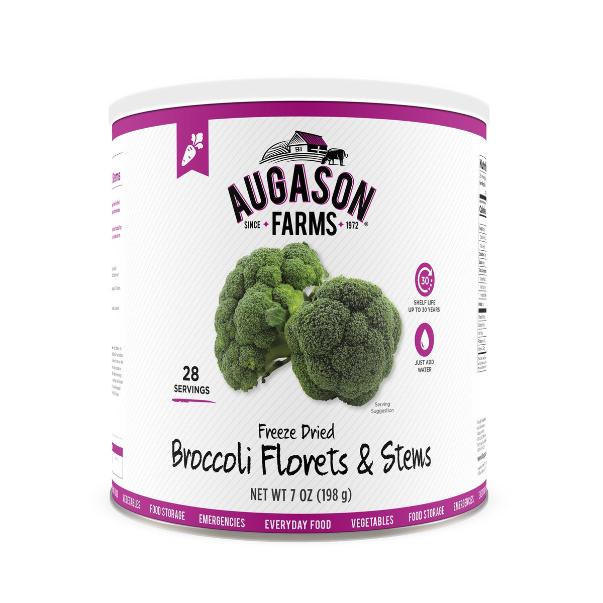 Augason Farms Freeze Dried Broccoli Florets and Stems Can Emergency Food Supply Everyday Meals 34 Servings