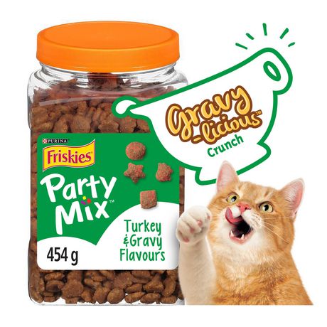 Friskies Party Mix Gravy-Licious Turkey & Gravy Crunch, Cat Treats 454G