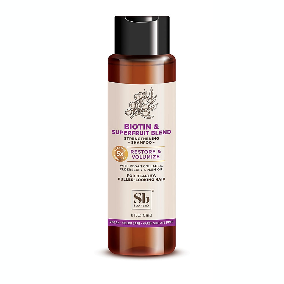 Soapbox, Restore & Volume Shampoo, Biotin & Superfruit, 16 Fl Oz