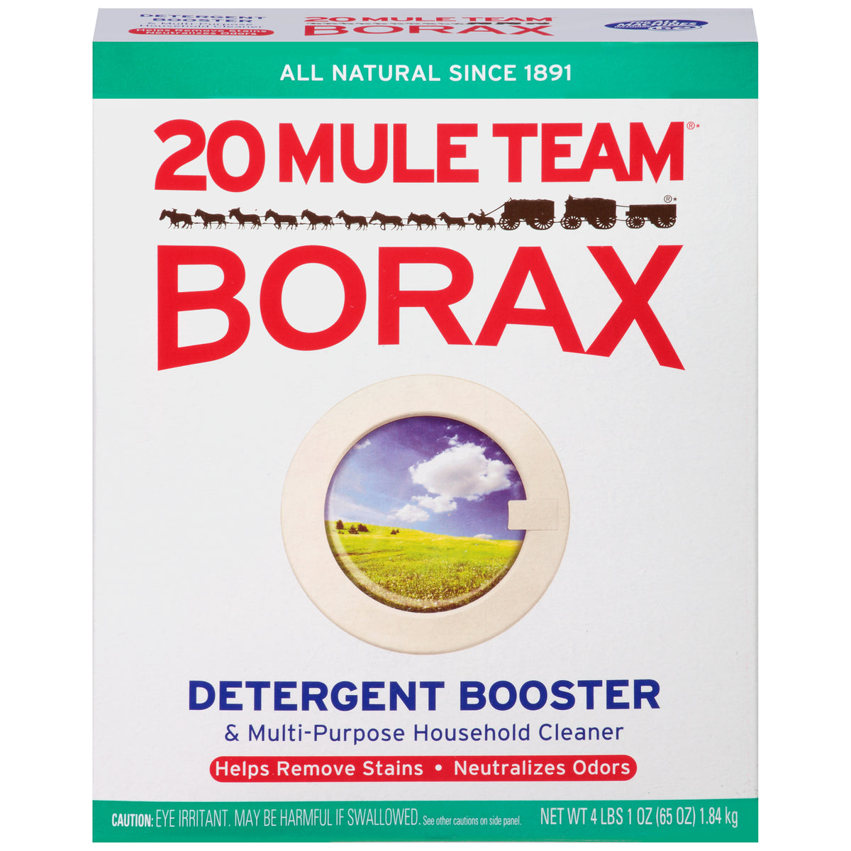 20 Mule Team All Natural Borax Laundry Detergent Booster & Multi-Purpose Household Cleaner 65 Ounce