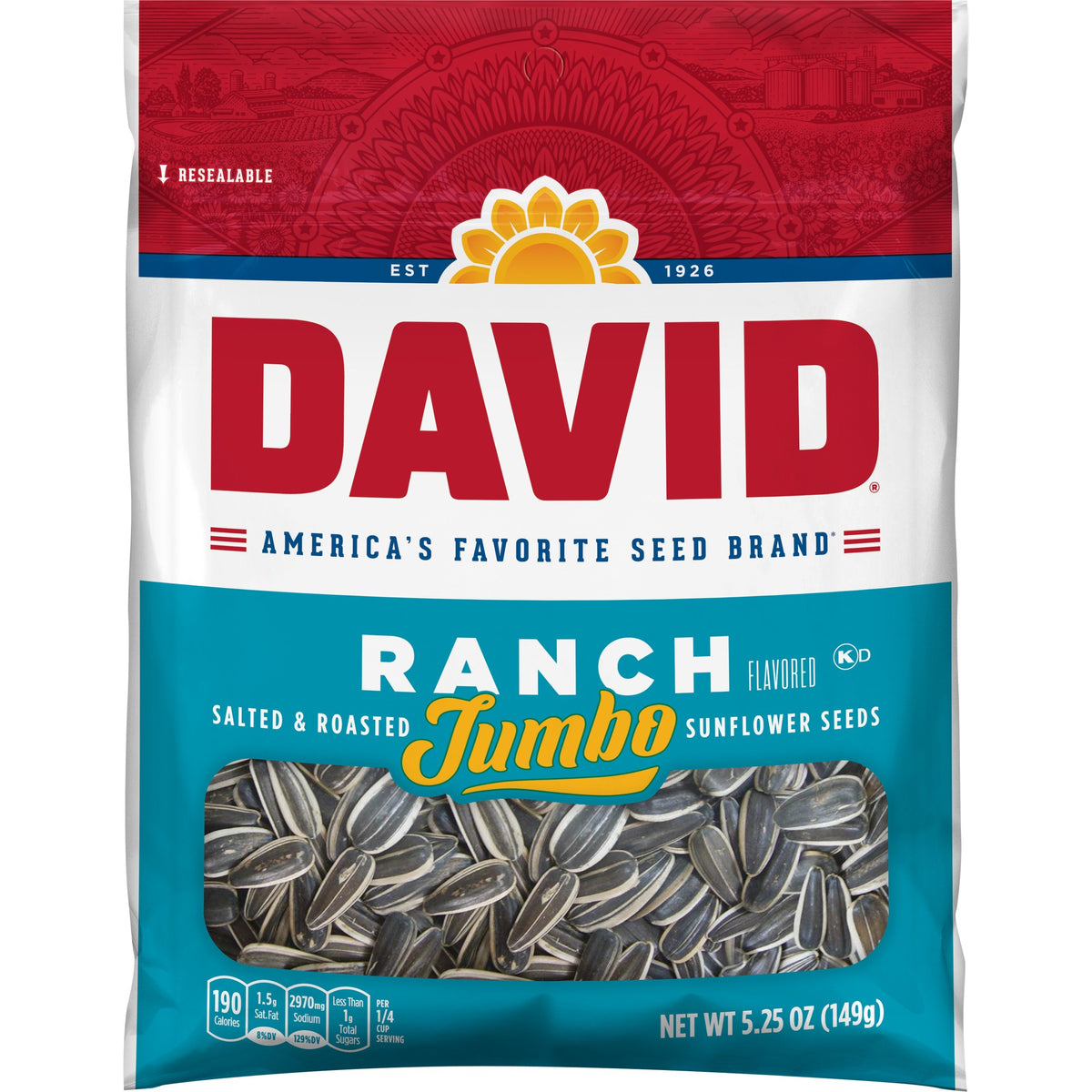 David's Jumbo Ranch Sunflower Seeds 5.25 Oz